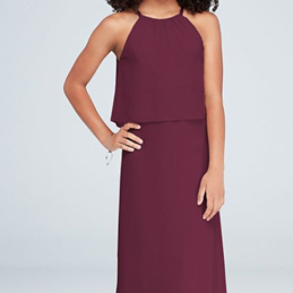 DB STUDIO // flounced crinkle chiffon junior bridesmaid dress // STYLE#JB9879